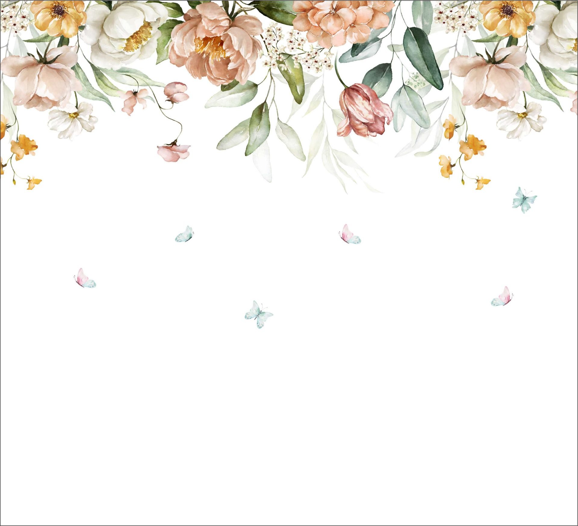 PAPEL PAREDE FLORAL DE ROSAS SAINDO DO TETO