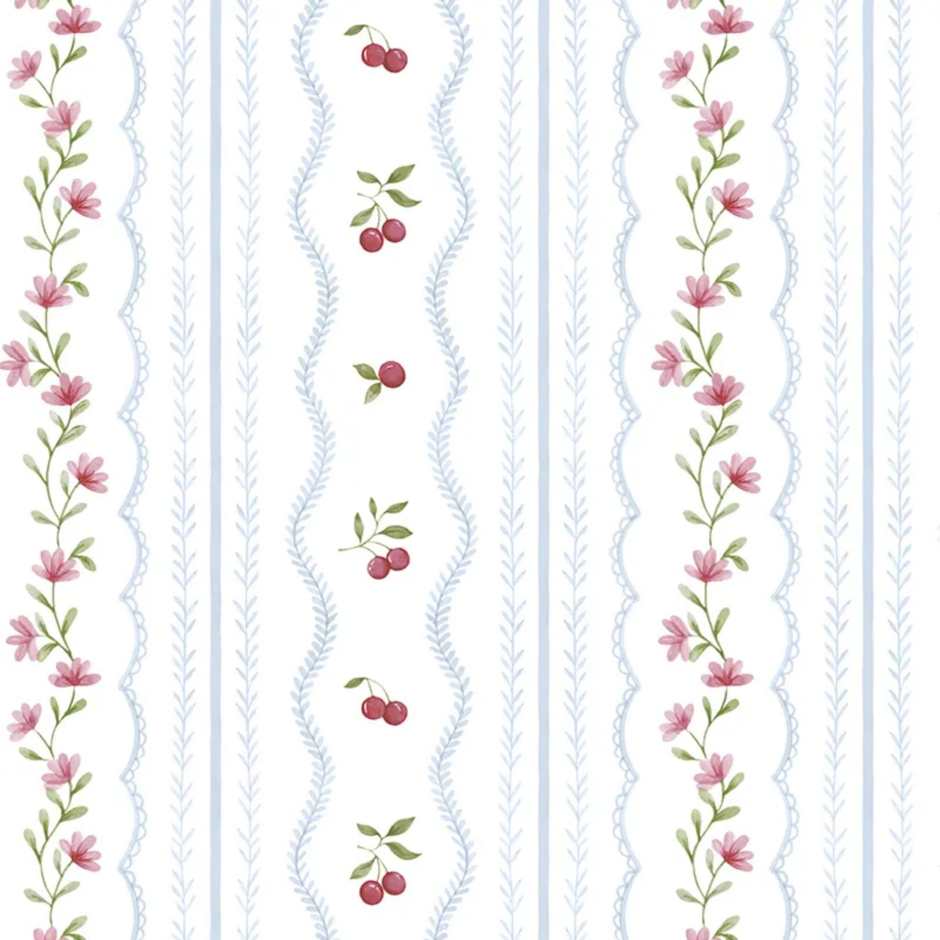PAPEL DE PAREDE Cherry Dreams azul com FLORES