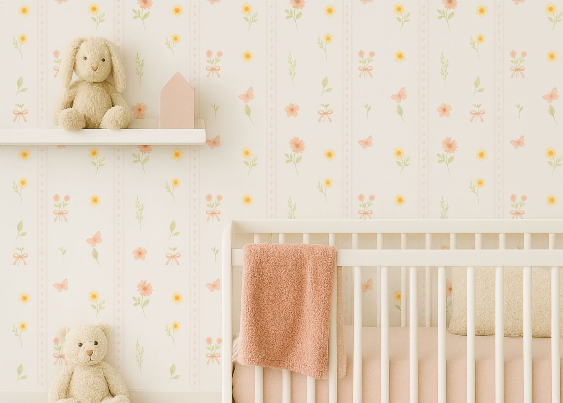 Papel Arte Botânica flores com listrado