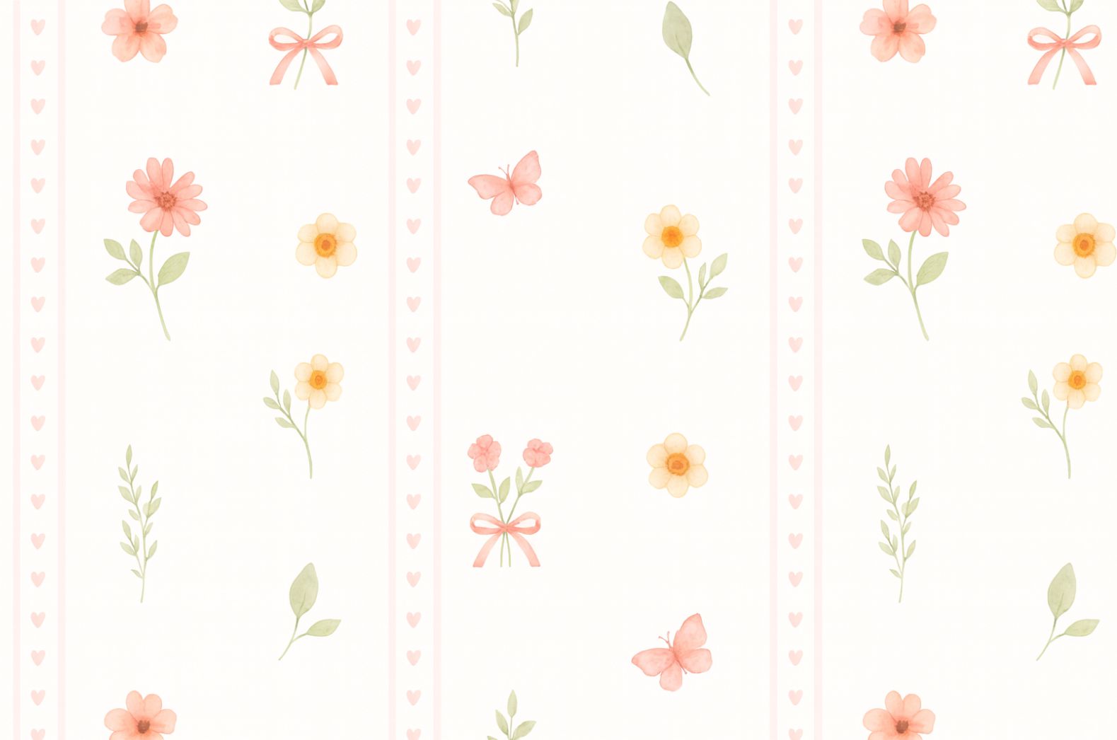 Papel Arte Botânica flores com listrado