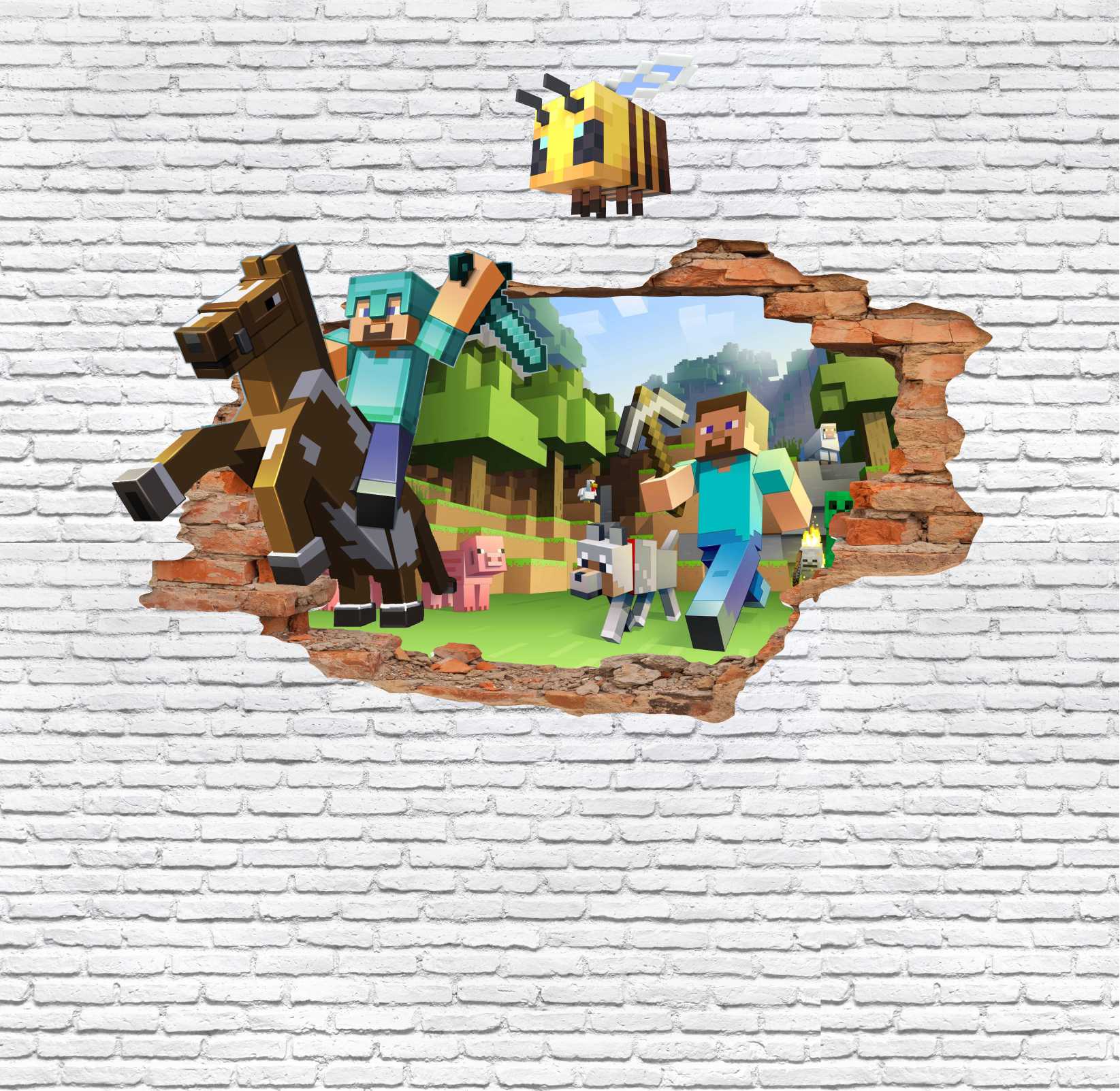PAPEL DE PAREDE minecraft 3D quarto