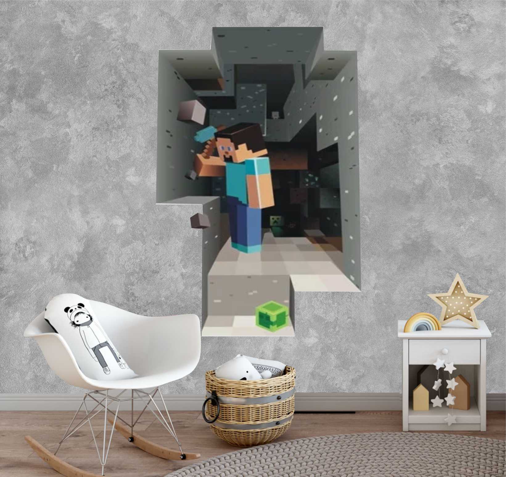 PAPEL DE PAREDE minecraft 3D fundo cimento queimado