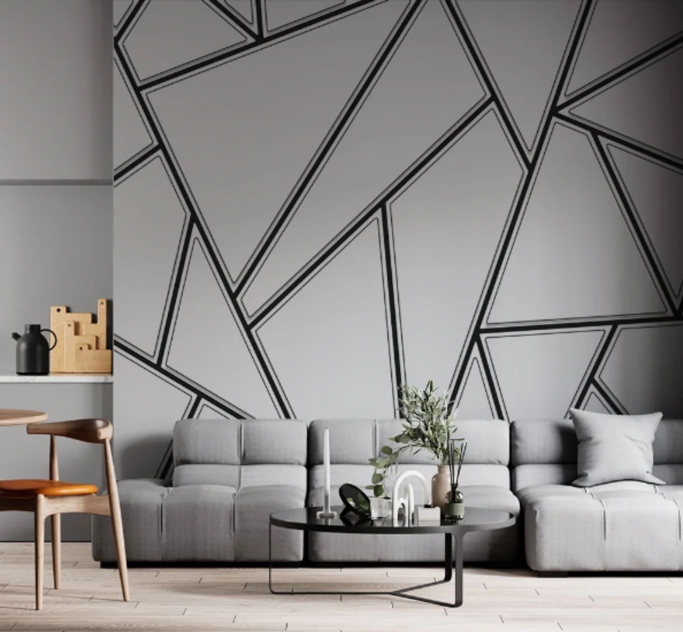 PAPEL DE PAREDE LIHAS ABSTRATA – QUARTO SALA ESCRITORIO
