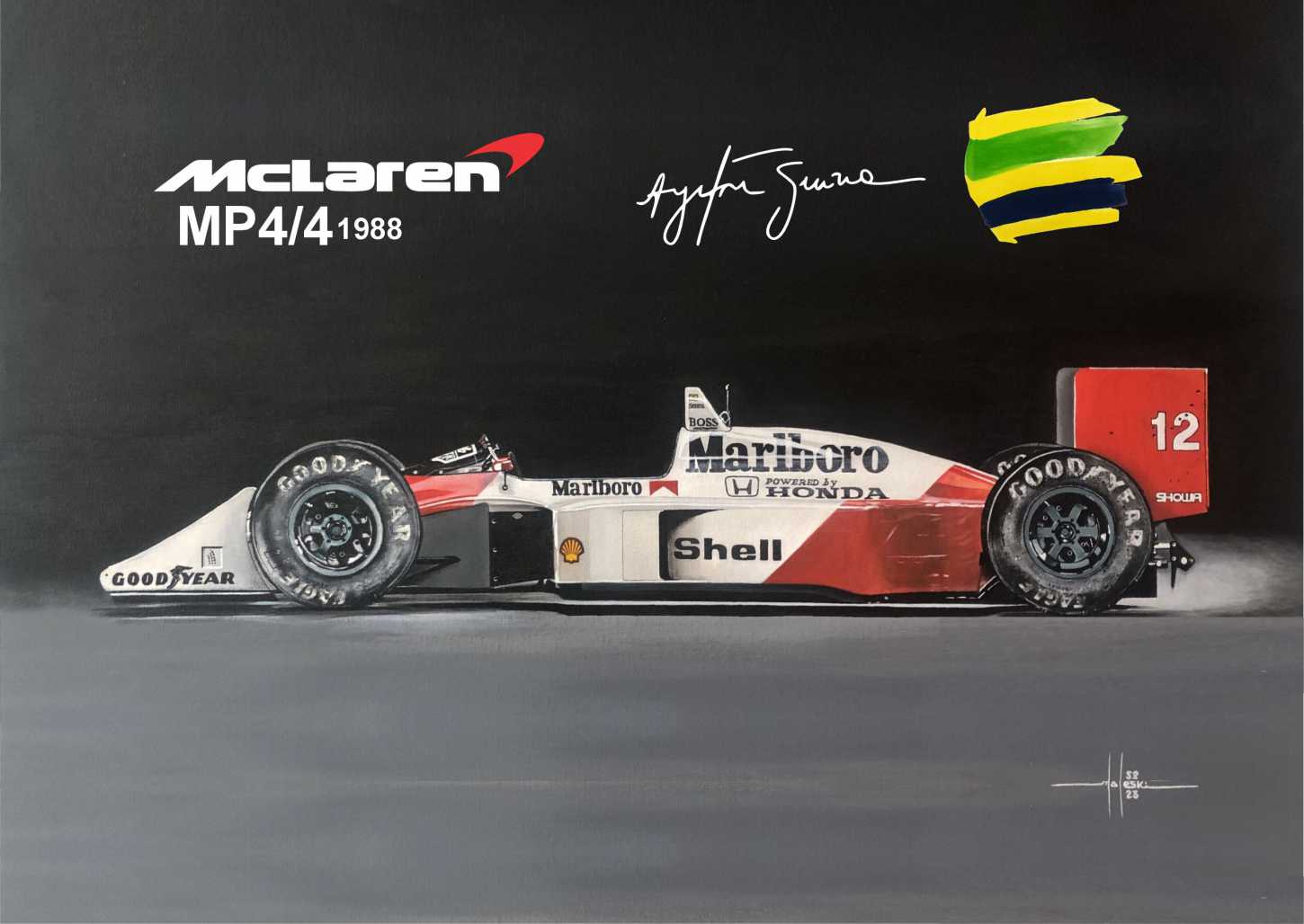 PAPEL DE PAREDE CARRO AYRTON SENNA aquarela mclaren formula 1