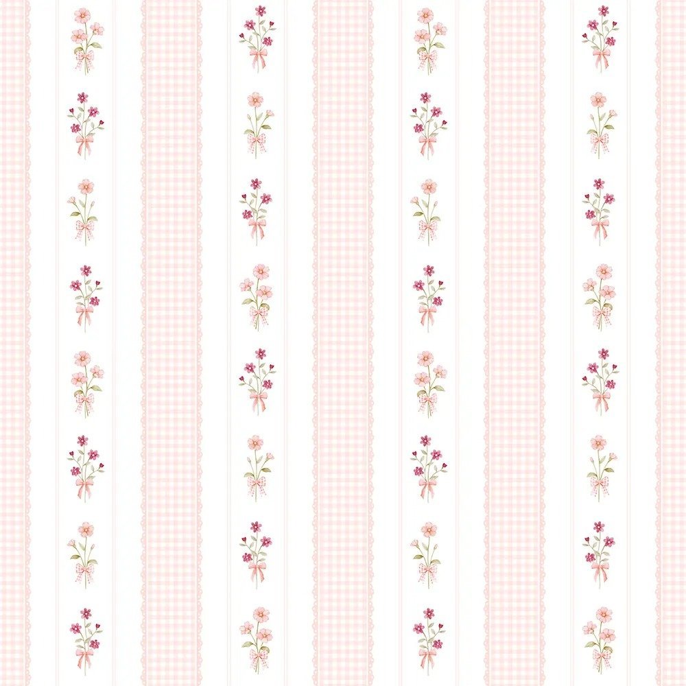 Papel de Parede Renda Floral Rosa LISTRADO