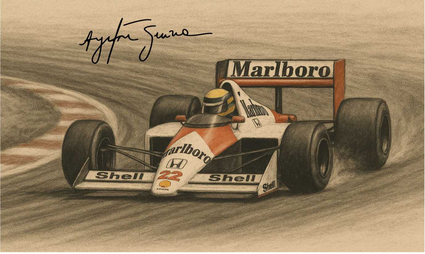 PAPEL DE PAREDE CARRO AYRTON SENNA vitagem aquarela mclaren f1