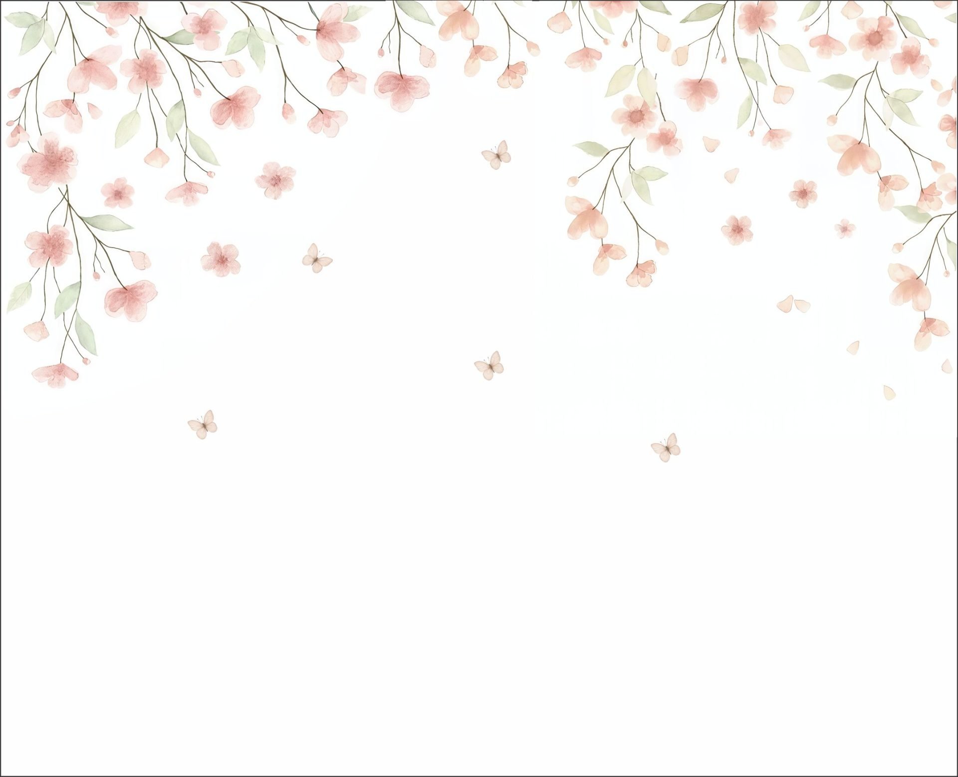 PAPEL PAREDE FLORAL COM FLORES GALHOS SAINDO DO TETO