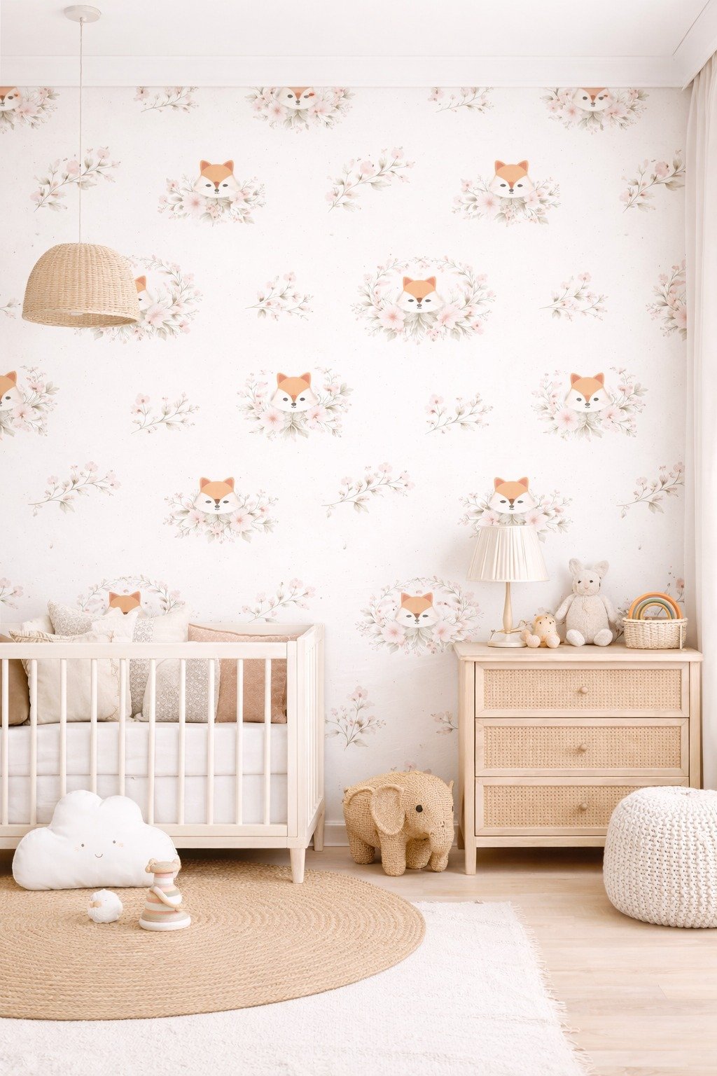PAPEL DE PAREDE RAPOUSAS COM FLORES FLORAL