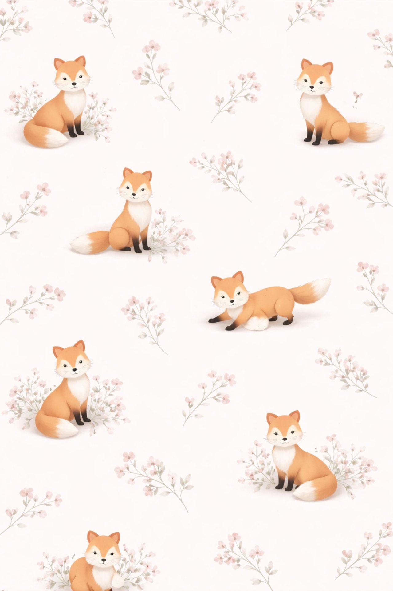 PAPEL DE PAREDE RAPOUSAS COM FLORES FLORESTA