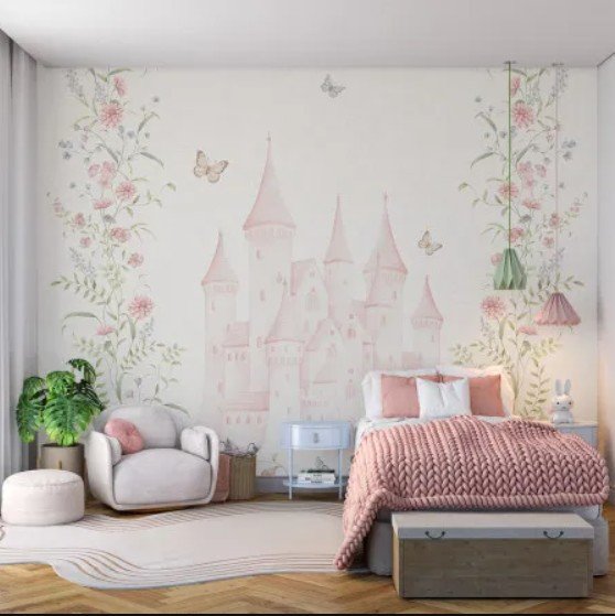 PAPEL DE PAREDE CASTELO DA DISNEY COM FLORES