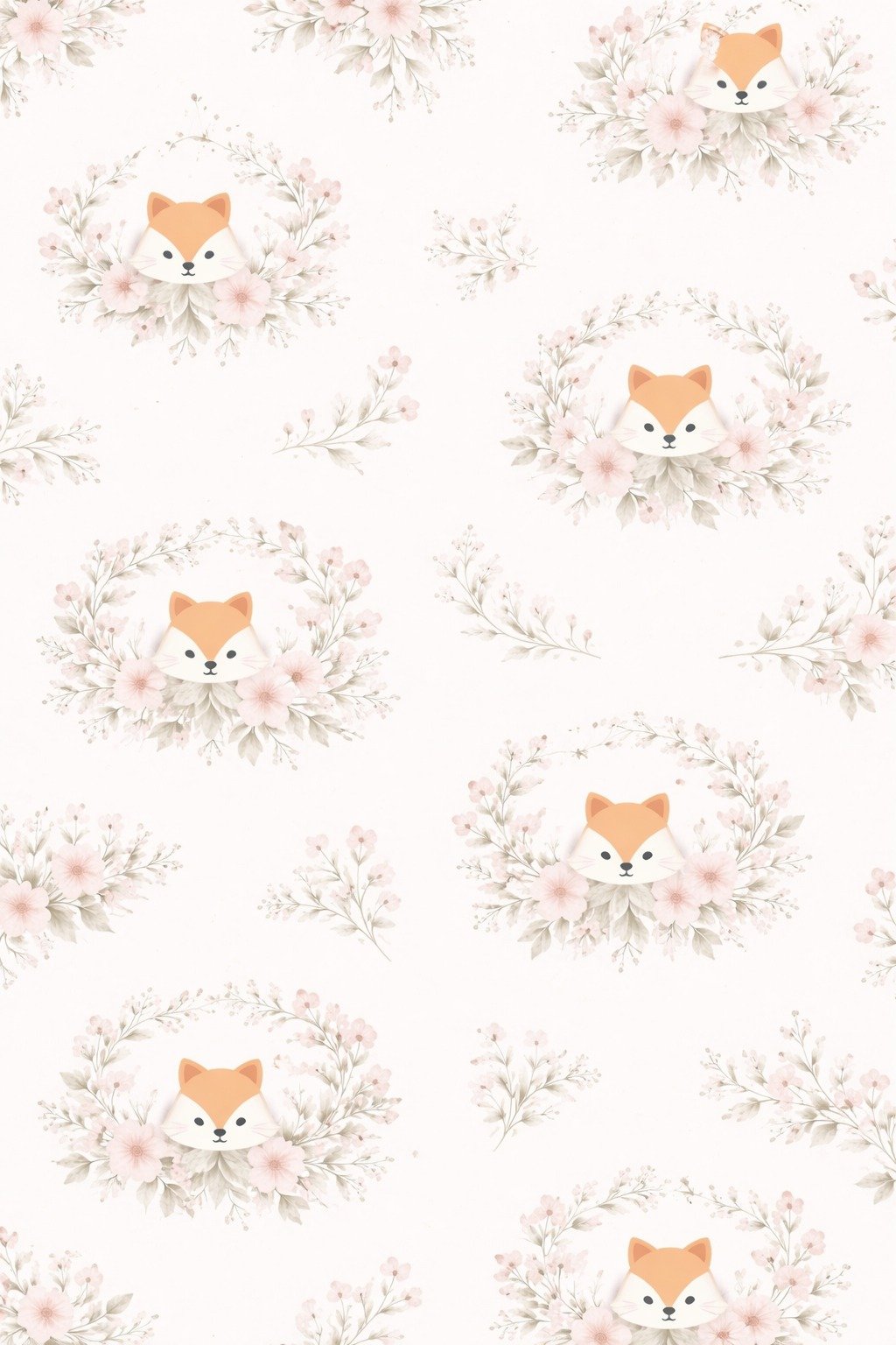 PAPEL DE PAREDE RAPOUSAS COM FLORES FLORAL