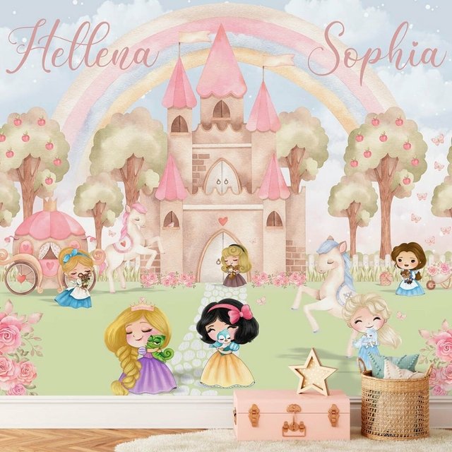 PAPEL PAREDE CASTELHO COM PRINCESAS