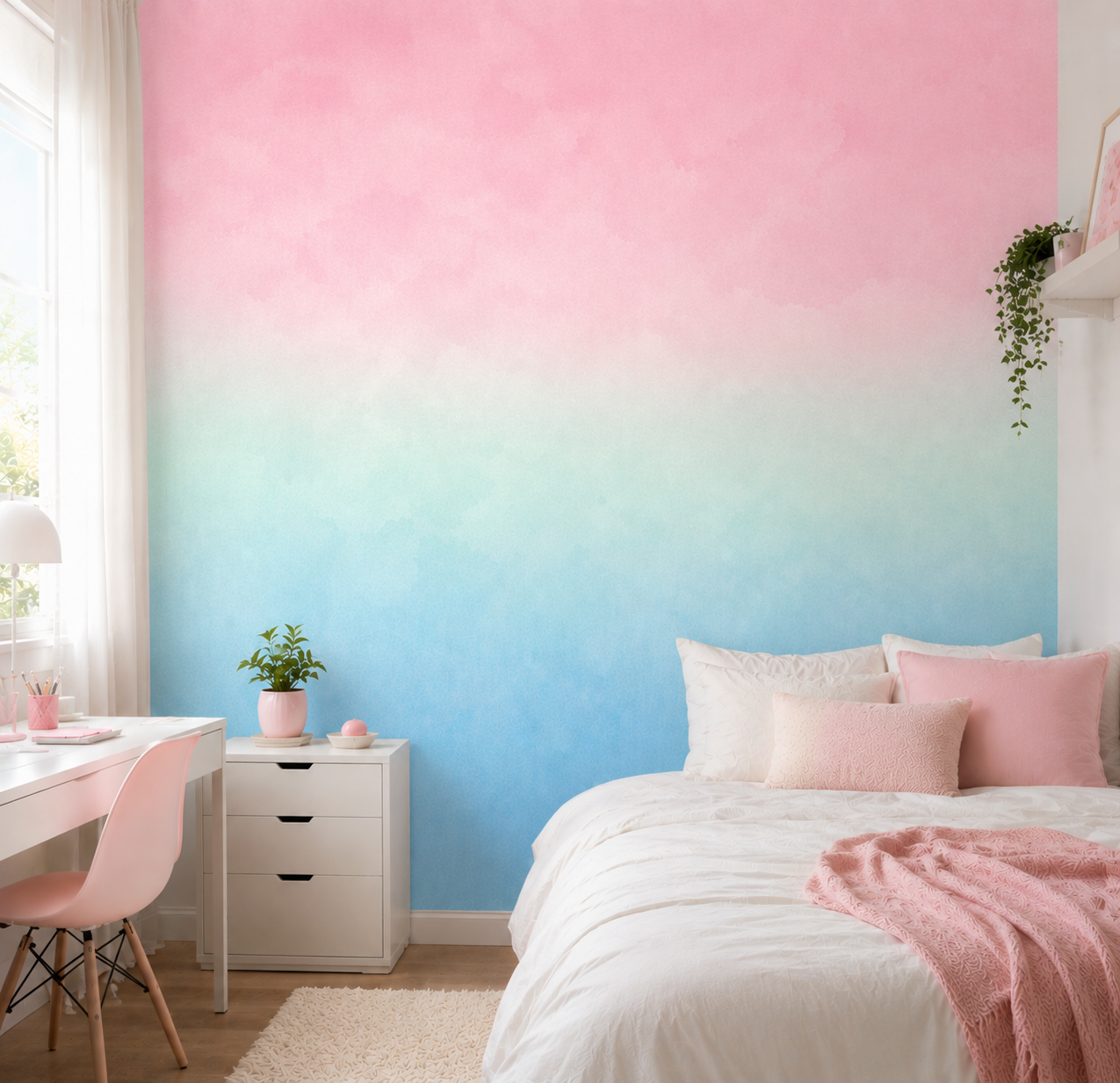 PAPEL DE PAREDE DEGRADE ROSA VERDE E AZUL (CORES PERSONALIZADAS)