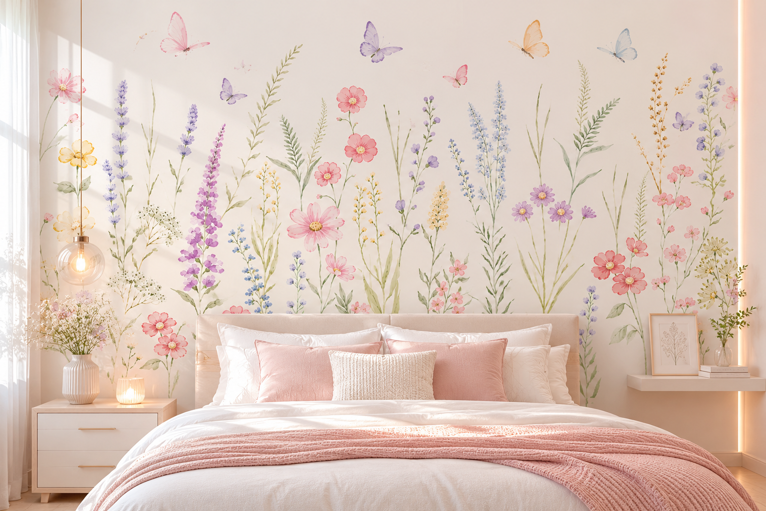 PAPEL DE PAREDE JARDIM DE FLORES AQUARELA