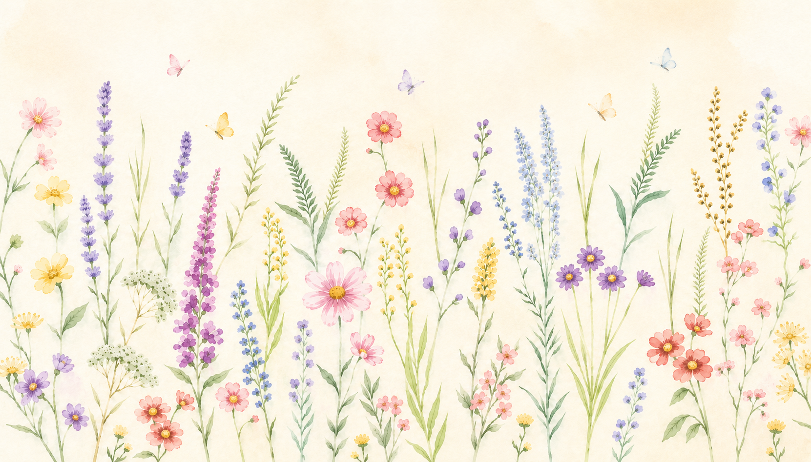 PAPEL DE PAREDE JARDIM DE FLORES AQUARELA