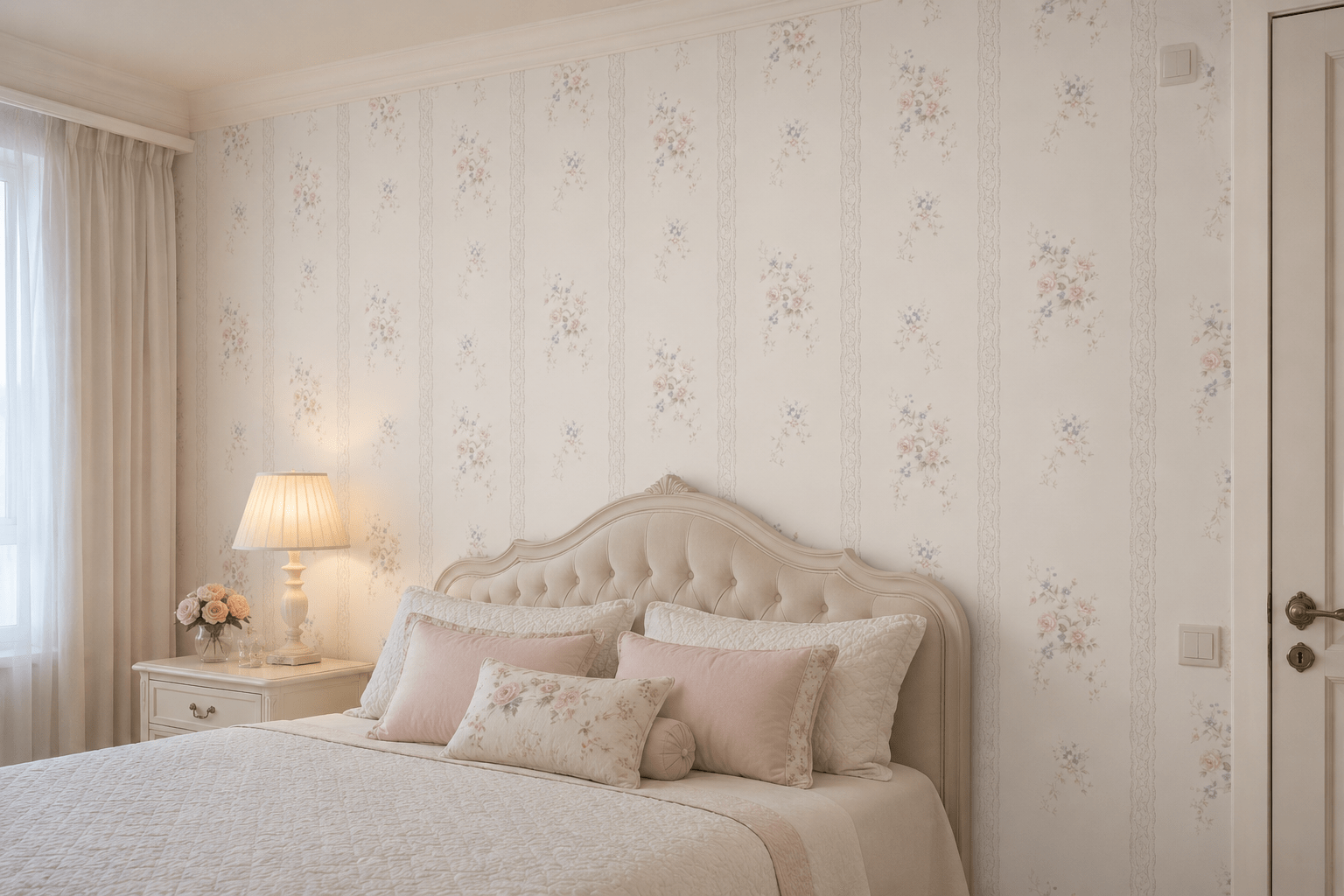 PAPEL DE PAREDE LISTRAS COM FLORES