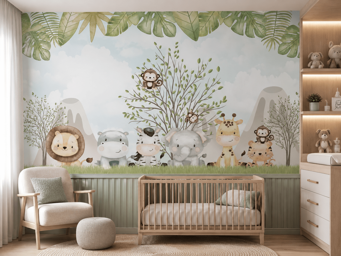 PAPEL DE PAREDE SAFARI ANIMAIS NA FLORESTA