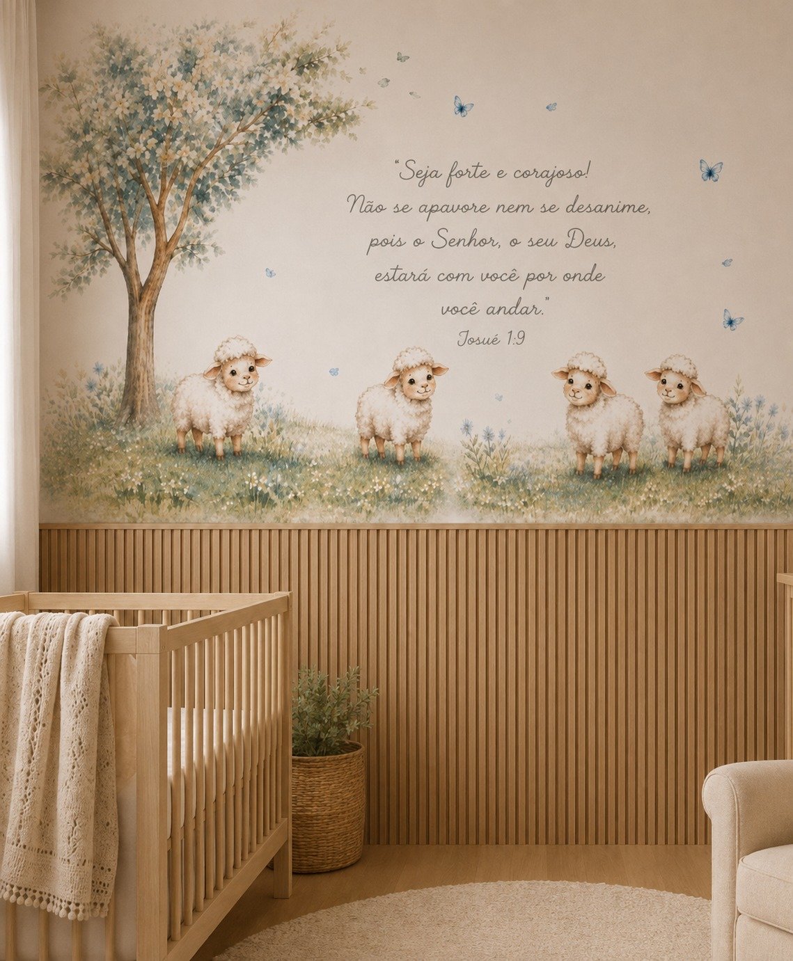 PAPEL DE PAREDE OVELHAS COM FRASE VERSICULO PERSONALIZADA