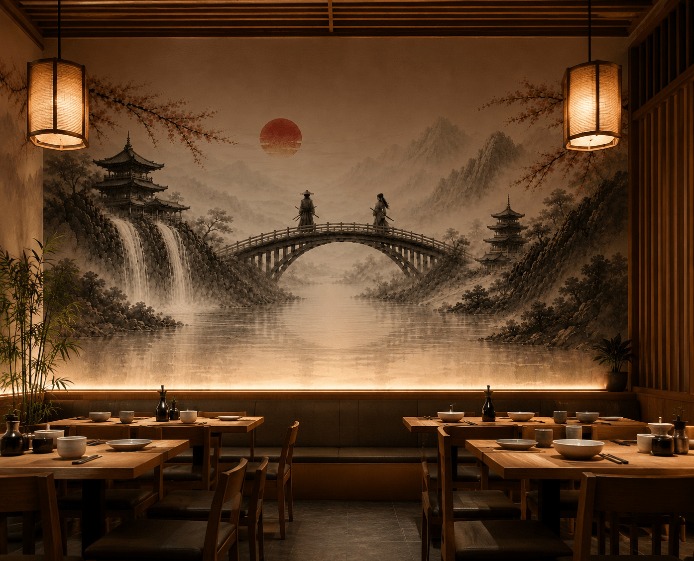 PAPEL DE PARDE JAPONES ORIENTAL AQUARELA