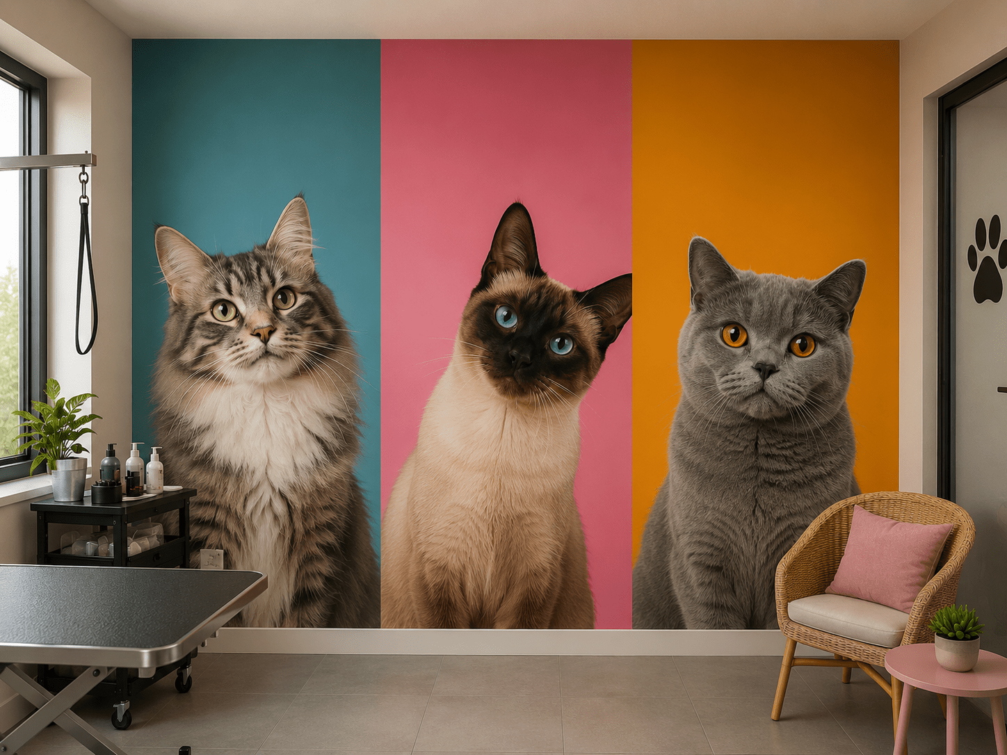 PAPEL PAREDE GATOS PET SHOP