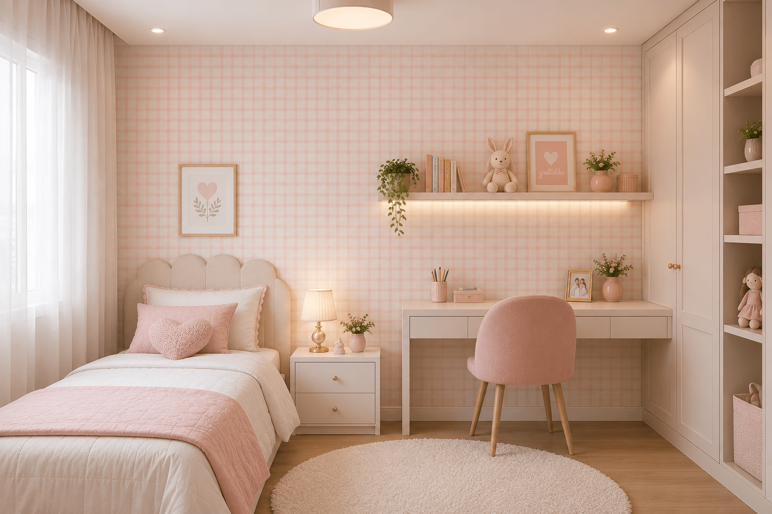 PAPEL PAREDE XADREZ ROSA AQUARELA vichy rosa